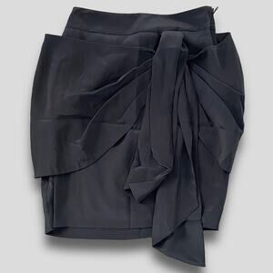 JUICY COUTURE SEXY BODYCON PENCIL SILK DRAPED SKIRT BLACK SIZE EXTRA SMALL XS